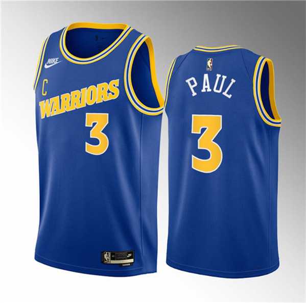 Men%27s Golden State Warriors #3 Chris Paul Blue Classic Edition Stitched Basketball Jersey Dzhi